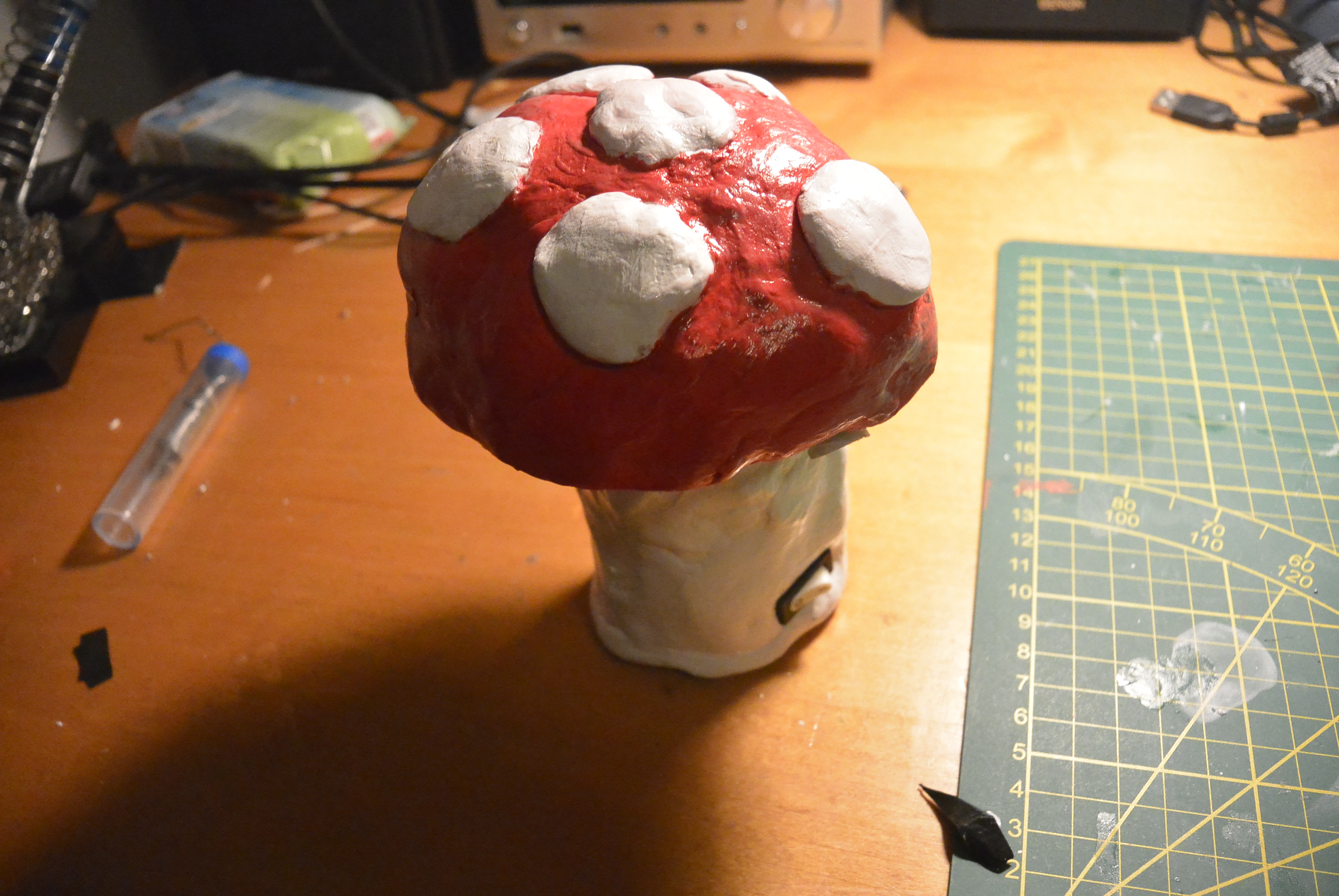 A picture a mushroom lamp finished